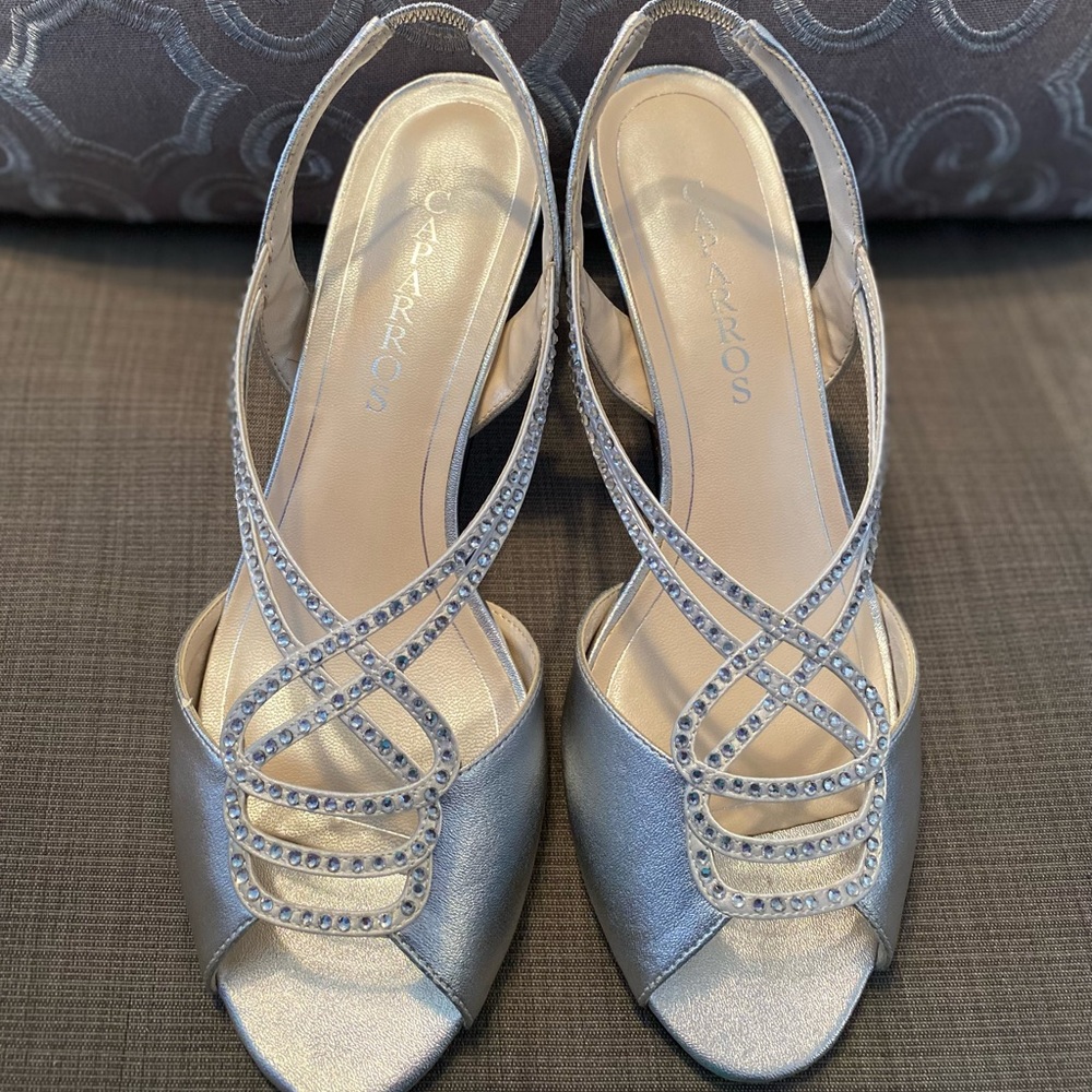Caparros Silver Metallic Philomena Formal Shoes
